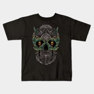 Distressed Floral Skull Kids T-Shirt